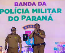 Banda da PMPR estreia no palco principal e anima público em Matinhos Foto: Geraldo Bubniak/AEN