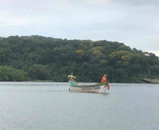 Um dia após a proibição da pesca, agentes do IAT recuperam 13 quilos de camarão em Guaraqueçaba