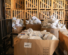 Curitiba, 09 de fevereiro de 2025 - O Governo do Paraná encaminha kits de limpeza e higiene para os munícipios de Morretes e Antonina, afetados pelas chuvas.