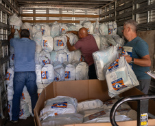 Curitiba, 09 de fevereiro de 2025 - O Governo do Paraná encaminha kits de limpeza e higiene para os munícipios de Morretes e Antonina, afetados pelas chuvas.
