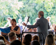 MON ficou lotado para celebrar a genialidade de Mozart com a Orquestra Sinfônica do Paraná, sob a regência do maestro Roberto Tibiriçá e a participação especial da soprano Marília Vargas.