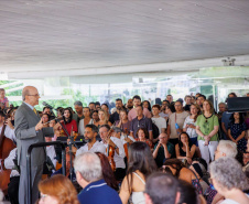 MON ficou lotado para celebrar a genialidade de Mozart com a Orquestra Sinfônica do Paraná, sob a regência do maestro Roberto Tibiriçá e a participação especial da soprano Marília Vargas.