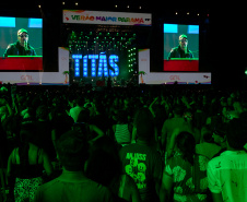 Matinhos, 22 de fevereiro de 2025 - Show da banda Titãs no paldo do Verão Maior Paraná em Caiobá.