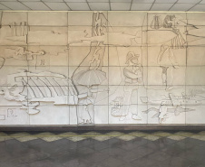 NA SEMANA DE ANIVERSÁRIO DE POTY LAZAROTTO, ARTISTAS QUE EXECUTARAM OBRAS DELE VISITAM MURAL DO SIMEPAR