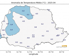 : ABRIL TEVE CHUVAS IRREGULARES E TEMPERATURAS MÁXIMAS ABAIXO DA MÉDIA HISTÓRICA NO PARANÁ, DIZ SIMEPAR