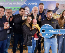 O vice-governador Darci Piana participa da inauguração do Residencial Verdes Campos. São 199 casas, sendo todas as unidades subsidiadas pelo Governo do Estado, por meio do Casa Fácil Paraná.