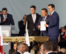 Governador Carlos Massa Ratinho Júnior dá posse ao secretário do Desenvolvimento Ambiental e Turismo, Márcio Nunes  -   Curitiba, 01/01/2019  -  Foto: Jaelson Lucas/ANPr