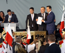 Governador Carlos Massa Ratinho Júnior dá posse ao secretário da Justiça, Família e Trabalho, Ney Leprevost  -   Curitiba, 01/01/2019  -  Foto: Arnaldo Alves/ANPr