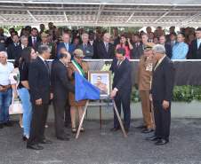Governador Carlos Massa Ratinho Júnior participa da cerimônia de troca de comando da Polícia Militar do Paraná. O novo camandante-geral é o coronel Péricles de Matos. Ele substitui no cargo a coronel Audilene Dias Rocha.  -  Curitiba, 08/01/2019  -  Foto: Rodrigo Félix Leal
