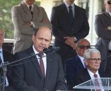 Governador Carlos Massa Ratinho Júnior participa da cerimônia de troca de comando da Polícia Militar do Paraná. O novo camandante-geral é o coronel Péricles de Matos. Ele substitui no cargo a coronel Audilene Dias Rocha. Na foto, o secretário da Segurança Pública, Luiz Felipe Carbonell  -  Curitiba, 08/01/2019  -  Foto: Rodrigo Félix Leal