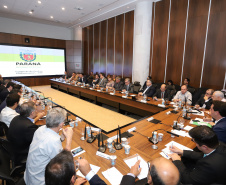 Governador Carlos Massa Ratinho Júnior durante reunião do secretariado. - Curitiba, 08/01/2019 - Foto: Rodrigo Félix Leal