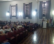 Equipes dos 12 municípios da Regional da Saúde em Ponta Grossa participaram nesta segunda-feira (14) de capacitação da assistência no manejo clínico ao paciente com suspeita de dengue.  -  Ponta Grossa, 14/01/2019  -  Foto: Divulgação SESA