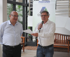 O presidente da Companhia de Habitação do Paraná (Cohapar), Jorge Lange, realizou a primeira reunião trabalho com os funcionários da empresa nesta segunda-feira (14). A assinatura do termo de posse aconteceu na última sexta-feira (11), após a indicação do governador Carlos Massa Ratinho Junior ter sido aprovada pelo Conselho de Administração da companhia.  Curitiba, 14/01/2019  -  Foto: Cohapar
