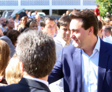 O governador Carlos Massa Ratinho Junior, acompanhou a apresentação das diretrizes de trabalho da nova gestão para a Educação, em encontro com o secretário Renato Feder e funcionários da Secretaria de Educação e do Esporte.Curitiba, 17-01-19.Foto: Foto: Rodrigo Félix Leal