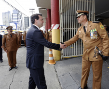 O governador Carlos Massa Ratinho Junior participa da solenidade de troca de comando do Corpo de Bombeiros do Paraná. O coronel Samuel Prestes assume o comando, em substituição ao coronel Antônio Carlos de Morais, que ocupava interinamente o cargo.  -  Curitiba, 21/01/2019  -  Foto: Arnaldo Alves/ANPr