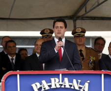 O governador Carlos Massa Ratinho Junior participa da solenidade de troca de comando do Corpo de Bombeiros do Paraná. O coronel Samuel Prestes assume o comando, em substituição ao coronel Antônio Carlos de Morais, que ocupava interinamente o cargo.  -  Curitiba, 21/01/2019  -  Foto: Arnaldo Alves/ANPr
