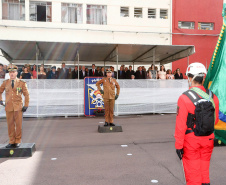 O governador Carlos Massa Ratinho Junior participa da solenidade de troca de comando do Corpo de Bombeiros do Paraná. O coronel Samuel Prestes assume o comando, em substituição ao coronel Antônio Carlos de Morais, que ocupava interinamente o cargo. - Curitiba, 21/01/2019 - Foto: Rodrigo Felix Leal/ANPr