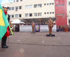 O governador Carlos Massa Ratinho Junior participa da solenidade de troca de comando do Corpo de Bombeiros do Paraná. O coronel Samuel Prestes assume o comando, em substituição ao coronel Antônio Carlos de Morais, que ocupava interinamente o cargo. - Curitiba, 21/01/2019 - Foto: Rodrigo Felix Leal/ANPr