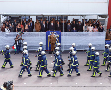 O governador Carlos Massa Ratinho Junior participa da solenidade de troca de comando do Corpo de Bombeiros do Paraná. O coronel Samuel Prestes assume o comando, em substituição ao coronel Antônio Carlos de Morais, que ocupava interinamente o cargo. - Curitiba, 21/01/2019 - Foto: Rodrigo Felix Leal/ANPr