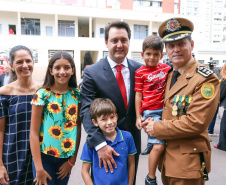 O governador Carlos Massa Ratinho Junior participa da solenidade de troca de comando do Corpo de Bombeiros do Paraná. O coronel Samuel Prestes assume o comando, em substituição ao coronel Antônio Carlos de Morais, que ocupava interinamente o cargo. - Curitiba, 21/01/2019 - Foto: Rodrigo Felix Leal/ANPr