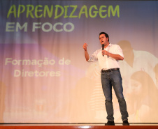 Governador Carlos Massa Ratinho Junior participa do Seminário Aprendizagem em Foco  2019. O evento é organizado pela Secretaria de Estado da Educação e direcionado aos diretores das 2,1 mil escolas estaduais, chefes dos Núcleos Regionais de Educação e coordenadores pedagógicos das regionais. O seminário acontece no Centro de Capacitação de Faxinal do Céu, no município de Pinhão (Centro-Sul).  -  Faxinal do Céu, Pinhão, 22/01/2019  -  Foto: Rodrigo Félix Leal