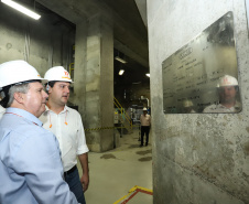 Governador Carlos Massa Ratinho Junior, acompanhado do presidente da Copel, Daniel Pimentel, visita a Usina Governador Bento Munhoz da Rocha Netto (Foz do Areia), no município de Pinhão  -  Pinhão, 22/01/2019  -  Foto: Rodrigo Félix Leal