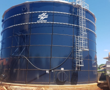 A Sanepar está investindo R$ 7,7 milhões na ampliação dos sistemas de abastecimento de água e de coleta e tratamento de esgoto em Palotina. Novo reservatório armazena 2 milhões de litros de água  -  Palotina, 25/01/2019  -  Foto: Divulgação Sanepar