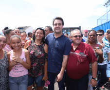 O governador Carlos Massa Ratinho Junior e o prefeito de Curitiba, Rafael Greca, inauguraram neste sábado (02) um parque esportivo no Bairro Novo. A estrutura conta com quadra de futebol com grama sintética, pista de skate com oito obstáculos e quadra poliesportiva. Curitiba,02/02/2019   -  Foto: Rodrigo Félix Leal/ANPr