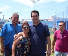 O governador Carlos Massa Ratinho Junior e o prefeito de Curitiba, Rafael Greca, inauguraram neste sábado (02) um parque esportivo no Bairro Novo. A estrutura conta com quadra de futebol com grama sintética, pista de skate com oito obstáculos e quadra poliesportiva. Curitiba,02/02/2019   -  Foto: Rodrigo Félix Leal/ANPr