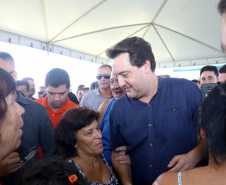 O governador Carlos Massa Ratinho Junior e o prefeito de Curitiba, Rafael Greca, inauguraram neste sábado (02) um parque esportivo no Bairro Novo. A estrutura conta com quadra de futebol com grama sintética, pista de skate com oito obstáculos e quadra poliesportiva. Curitiba,02/02/2019 Foto:Jaelson Lucas / ANPr