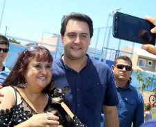 O governador Carlos Massa Ratinho Junior e o prefeito de Curitiba, Rafael Greca, inauguraram neste sábado (02) um parque esportivo no Bairro Novo. A estrutura conta com quadra de futebol com grama sintética, pista de skate com oito obstáculos e quadra poliesportiva. Curitiba,02/02/2019 Foto:Jaelson Lucas / ANPr