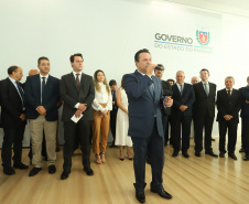 O governador Carlos Massa Ratinho Junior  deu posse, em cerimônia no Palácio Iguaçu, ao secretário de Estado do Desenvolvimento Sustentável e Turismo, Marcio Nunes, e aos presidentes das autarquias vinculadas à pasta. Foram empossados os presidentes do Instituto Água e Terra, Everton Souza; do Simepar, Eduardo Alvin; da Paraná Desenvolvimento, Eduardo Bekin; e da Paraná Turismo, João Jacob Mehl.  -  Curitiba, 12/02/2019  -  Foto: Rodrigo Félix Leal/ANPr
