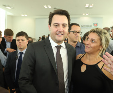 O governador Carlos Massa Ratinho Junior  deu posse, em cerimônia no Palácio Iguaçu, ao secretário de Estado do Desenvolvimento Sustentável e Turismo, Marcio Nunes, e aos presidentes das autarquias vinculadas à pasta. Foram empossados os presidentes do Instituto Água e Terra, Everton Souza; do Simepar, Eduardo Alvin; da Paraná Desenvolvimento, Eduardo Bekin; e da Paraná Turismo, João Jacob Mehl.  -  Curitiba, 12/02/2019  -  Foto: Rodrigo Félix Leal/ANPr