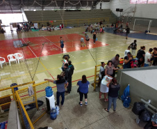 Cerca de 100 pessoas ficaram desalojadas em Guaratuba, no Litoral do Estado, em função das fortes chuvas que atingem a região desde sexta-feira (15). A Defesa Civil estima que cerca de 40 famílias estejam desalojadas em função dos alagamentos que ocorreram no município.   -  Guaratuba, 17/02/2019  -  Foto: Defesa Civil do Governo do Paraná