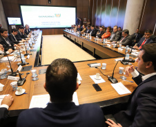 O presidente da Companhia de Habitação do Paraná (Cohapar), Jorge Lange, apresentou ao governador Carlos Massa Ratinho Junior nesta terça-feira (19) a proposta de reestruturação de cargos da empresa com economia de 22% apenas em janeiro. A folha de pagamento encolheu de R$ 1,75 milhão para 1,35 milhão. A economia deve gerar investimentos para diminuir o déficit habitacional de 485 mil domicílios. Curitiba,19/02/2019  -  Foto: Rodrigo Félix Leal/ANPr