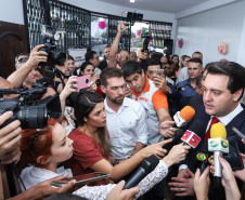 O governador Carlos Massa Ratinho Junior inaugura a nova sede da Delegacia da Mulher e do Adolescente de São José dos Pinhais, na Região Metropolitana de Curitiba.Foto: Rodrigo Felix Leal/ANPr