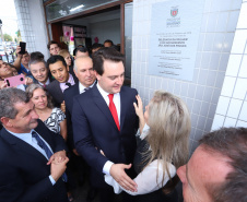 O governador Carlos Massa Ratinho Junior inaugura a nova sede da Delegacia da Mulher e do Adolescente de São José dos Pinhais, na Região Metropolitana de Curitiba.Foto: Rodrigo Felix Leal/ANPr