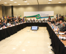 O governador Carlos Massa Ratinho Junior participou nesta quarta-feira (20), em Brasília, do Fórum de Governadores, que reuniu os chefes do Executivo dos 26 Estados e do Distrito Federal.   -  Brasília, 20/02/2019  -  Foto: Rodrigo Félix Leal/ANPr