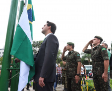 Os 74 anos da Tomada de Monte Castelo, batalha no Norte da Itália que marcou a participação da Força Expedicionária Brasileira (FEB) na Segunda Guerra Mundial, foram lembrados nesta quinta-feira (21/2), em cerimônia no Museu do Expedicionário, em Curitiba. O governador Carlos Massa Ratinho Junior participou no evento, junto com quatro expedicionários e familiares dos pracinhas.  -  Curitiba, 21/02/2019  -  Foto: Rodrigo Félix Leal/ANPr
