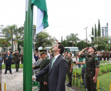Os 74 anos da Tomada de Monte Castelo, batalha no Norte da Itália que marcou a participação da Força Expedicionária Brasileira (FEB) na Segunda Guerra Mundial, foram lembrados nesta quinta-feira (21/2), em cerimônia no Museu do Expedicionário, em Curitiba. O governador Carlos Massa Ratinho Junior participou no evento, junto com quatro expedicionários e familiares dos pracinhas.  -  Curitiba, 21/02/2019  -  Foto: Rodrigo Félix Leal/ANPr