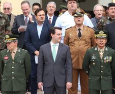 Os 74 anos da Tomada de Monte Castelo, batalha no Norte da Itália que marcou a participação da Força Expedicionária Brasileira (FEB) na Segunda Guerra Mundial, foram lembrados nesta quinta-feira (21/2), em cerimônia no Museu do Expedicionário, em Curitiba. O governador Carlos Massa Ratinho Junior participou no evento, junto com quatro expedicionários e familiares dos pracinhas.  -  Curitiba, 21/02/2019  -  Foto: Rodrigo Félix Leal/ANPr