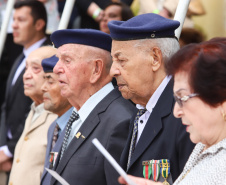 Os 74 anos da Tomada de Monte Castelo, batalha no Norte da Itália que marcou a participação da Força Expedicionária Brasileira (FEB) na Segunda Guerra Mundial, foram lembrados nesta quinta-feira (21/2), em cerimônia no Museu do Expedicionário, em Curitiba. O governador Carlos Massa Ratinho Junior participou no evento, junto com quatro expedicionários e familiares dos pracinhas.  -  Curitiba, 21/02/2019  -  Foto: Rodrigo Félix Leal/ANPr