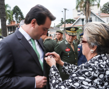 Os 74 anos da Tomada de Monte Castelo, batalha no Norte da Itália que marcou a participação da Força Expedicionária Brasileira (FEB) na Segunda Guerra Mundial, foram lembrados nesta quinta-feira (21/2), em cerimônia no Museu do Expedicionário, em Curitiba. O governador Carlos Massa Ratinho Junior participou no evento, junto com quatro expedicionários e familiares dos pracinhas.  -  Curitiba, 21/02/2019  -  Foto: Rodrigo Félix Leal/ANPr
