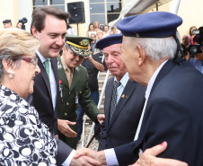 Os 74 anos da Tomada de Monte Castelo, batalha no Norte da Itália que marcou a participação da Força Expedicionária Brasileira (FEB) na Segunda Guerra Mundial, foram lembrados nesta quinta-feira (21/2), em cerimônia no Museu do Expedicionário, em Curitiba. O governador Carlos Massa Ratinho Junior participou no evento, junto com quatro expedicionários e familiares dos pracinhas.  -  Curitiba, 21/02/2019  -  Foto: Rodrigo Félix Leal/ANPr