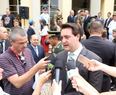 Os 74 anos da Tomada de Monte Castelo, batalha no Norte da Itália que marcou a participação da Força Expedicionária Brasileira (FEB) na Segunda Guerra Mundial, foram lembrados nesta quinta-feira (21/2), em cerimônia no Museu do Expedicionário, em Curitiba. O governador Carlos Massa Ratinho Junior participou no evento, junto com quatro expedicionários e familiares dos pracinhas.  -  Curitiba, 21/02/2019  -  Foto: Rodrigo Félix Leal/ANPr