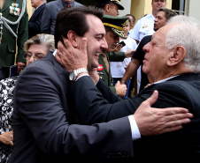 O governador Carlos Massa Ratinho Junior particip da cerimônia que comemora o 74º aniversário da tomada de Monte Castelo, na Itália, pela Força Expedicionária Brasileira, na Segunda Guerra Mundial. Foto: Gilson Abreu/ANPr