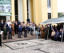 O governador Carlos Massa Ratinho Junior particip da cerimônia que comemora o 74º aniversário da tomada de Monte Castelo, na Itália, pela Força Expedicionária Brasileira, na Segunda Guerra Mundial. Foto: Gilson Abreu/ANPr