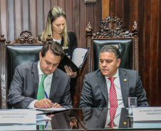 O governador Carlos Massa Ratinho Junior participa da solenidade que formaliza a Força-Tarefa Infância Segura de Prevenção e Combate a Crimes Contra a Criança, nesta quinta-feira (21) no Palácio da Justiça.    Curitiba, 21/02/2019 -  Foto: Geraldo Bubniak/ANPr