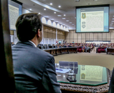 O governador Carlos Massa Ratinho Junior participa da solenidade que formaliza a Força-Tarefa Infância Segura de Prevenção e Combate a Crimes Contra a Criança, nesta quinta-feira (21) no Palácio da Justiça.    Curitiba, 21/02/2019 -  Foto: Geraldo Bubniak/ANPr