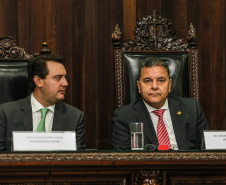 O governador Carlos Massa Ratinho Junior participa da solenidade que formaliza a Força-Tarefa Infância Segura de Prevenção e Combate a Crimes Contra a Criança, nesta quinta-feira (21) no Palácio da Justiça.    Curitiba, 21/02/2019 -  Foto: Geraldo Bubniak/ANPr